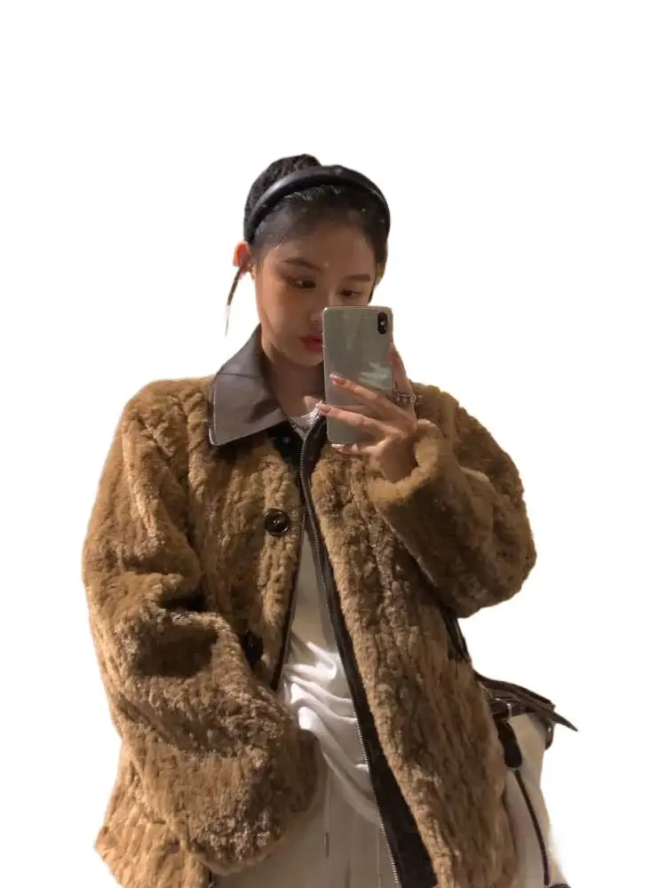 2025 ملابس نسائية معطف فرو صناعي سميك فضفاض شتاء جديد 1130 #1
