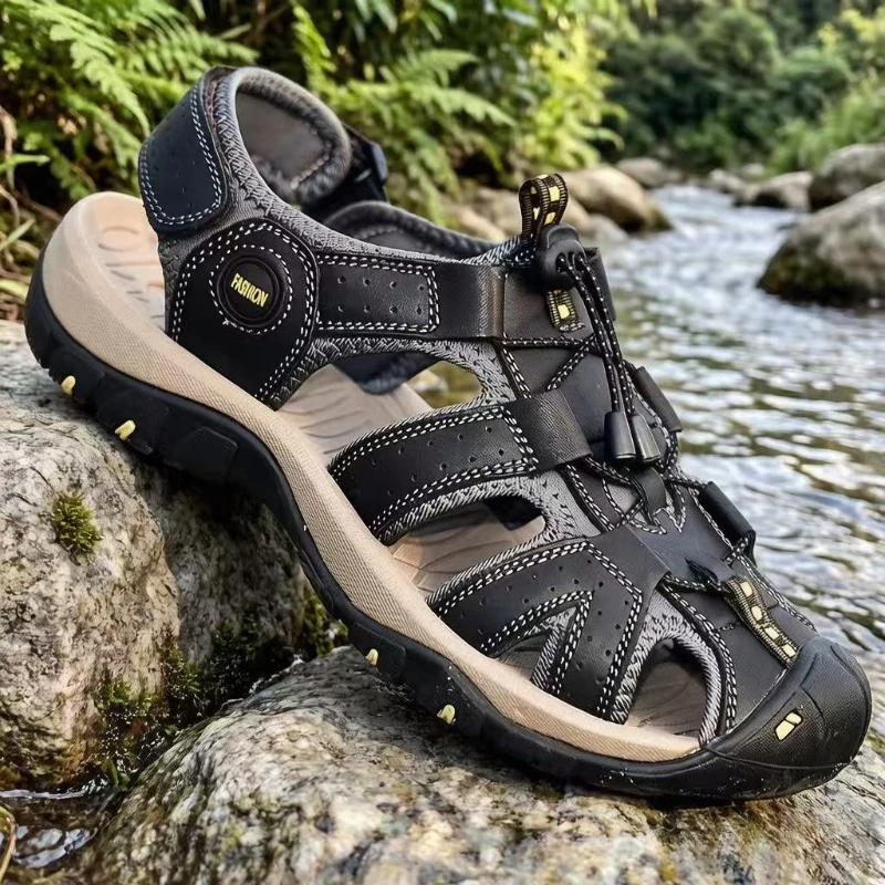 

Summer Men's Beach Sandals Lightweight Breathable Casual Shoes Non-slip Outdoor Trekking Camping Sandals Roman Driving Shoes