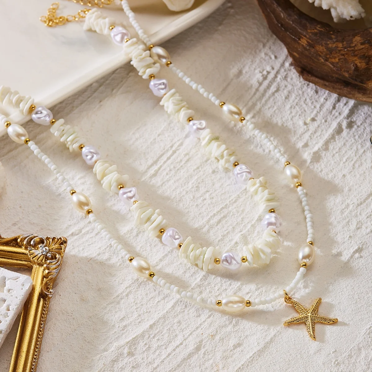 Sommerliche Muschel-Seestern-Imitationsperlen-Quasten-Anhänger-Halskette für Damen und Herren – Seepferdchen, Fisch, Muschel, Schildkröte, Delfin Choker-Schmuck – Detail 28