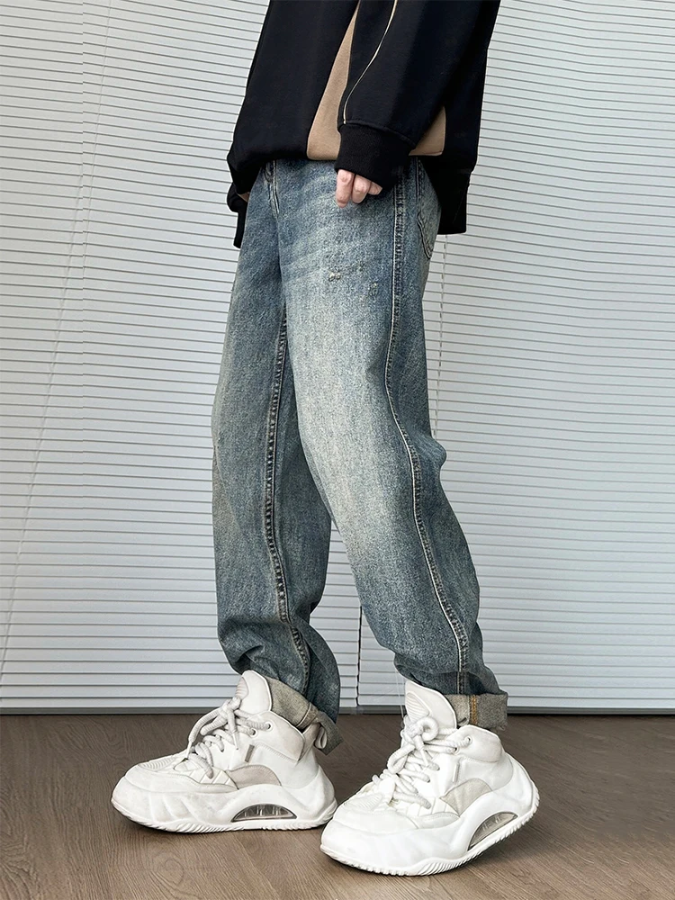 

Men's Fashion Korean Jeans Baggy Straight Vintage Denim Pants High Street Hip Hop High Quality Trousers Streetwear Male Clothes