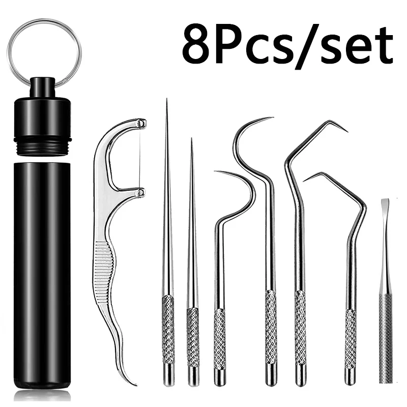 Ensemble de cure-dents en métal, nettoyage des dents, brosse interdentaire, tartre ​ Dissolvant de fil dentaire réutilisable, cure-dents, soins d'hygiène buccale