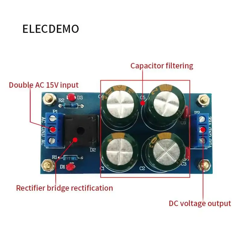 

Power rectification filter module Input voltage double AC less than 15V positive and negative DC voltage