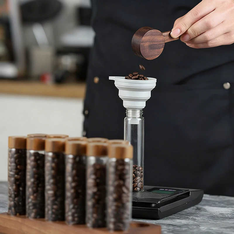 Coffee Beans Storage Container Tube Display Rack Tea Bottle Glass Single Dose Espresso Accessory Coffeware Set Barista Tool Gift