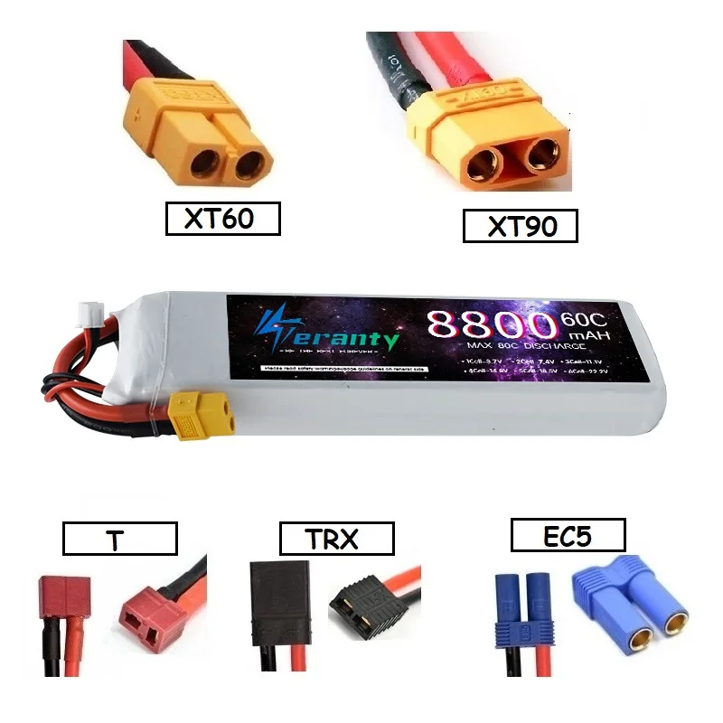 Nueva batería 7,4 V 8800mAh Lipo batería 60C para Drone RC FPV helicóptero Quadcopter piezas de carreras 2S recargable con XT90S EC8