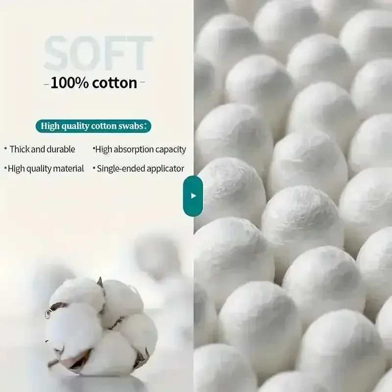 500PCS Disposable Cotton Swab Box Double End Round Head for Makeup Removal Baby Care Daily Cleaning Multi-purpose