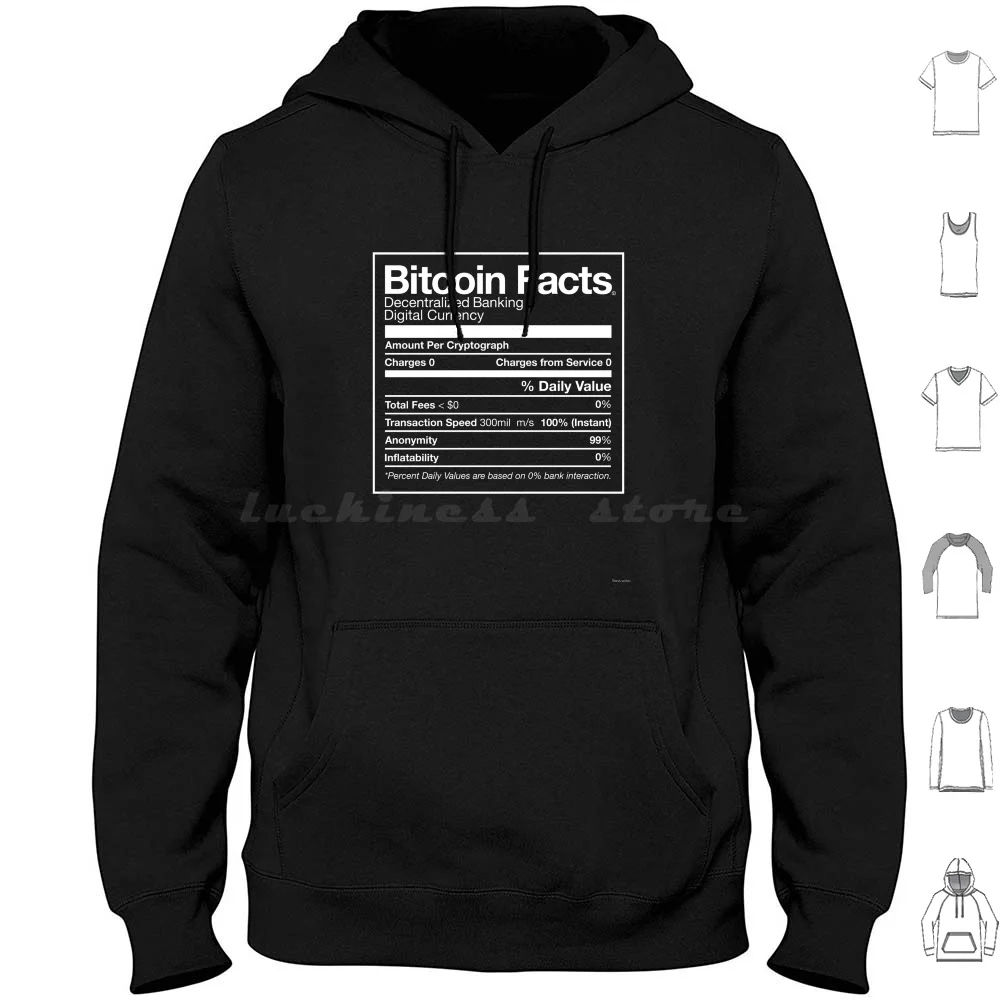 Bitcoin Facts Hoodie Cotton Long Sleeve Bitcoin Bit Coin Currency Money Dinero Dollar Dollars Pound Gold Silver Cash