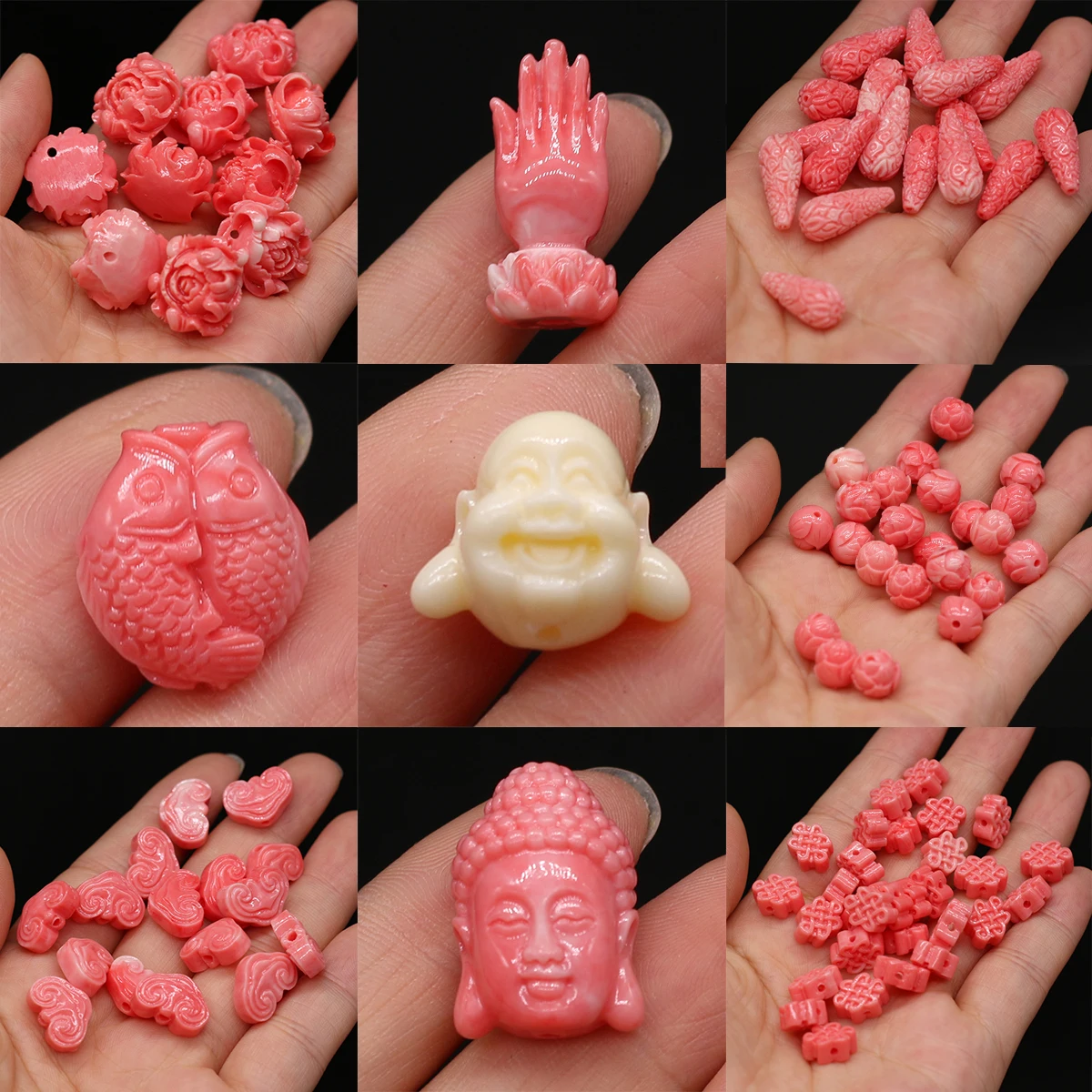 10Pcs Syntheti Coral Buddha Beads Through-Hole Flower Shape Isolation Bead For Jewelry Making DIY Necklace Bracelet Accessory