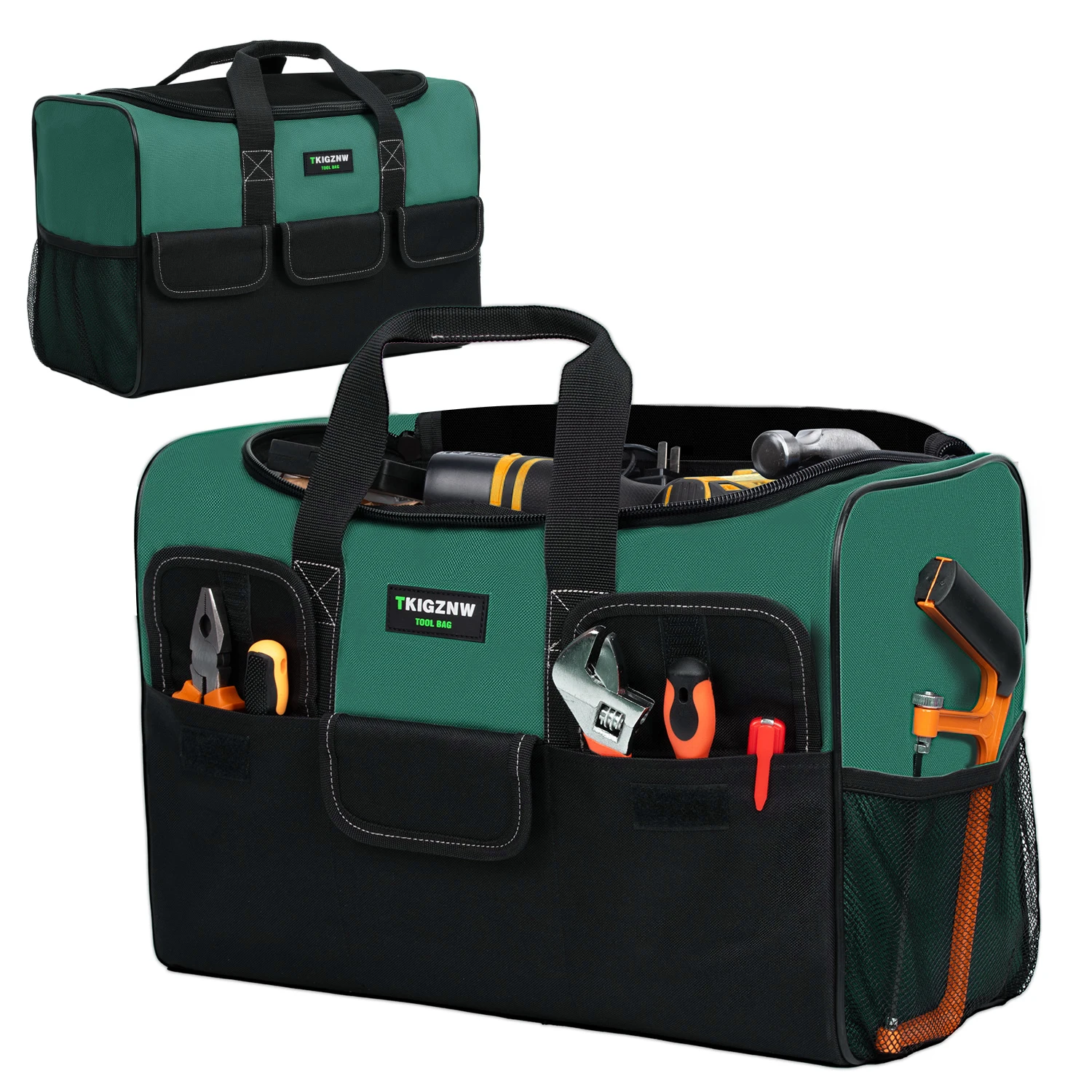 TKIGZNW B009-3 Oxford Fabric Multifunctional Tool Bag, Multi-Pocket, Double Zipper, Durable & Rugged, Comfortable Feel