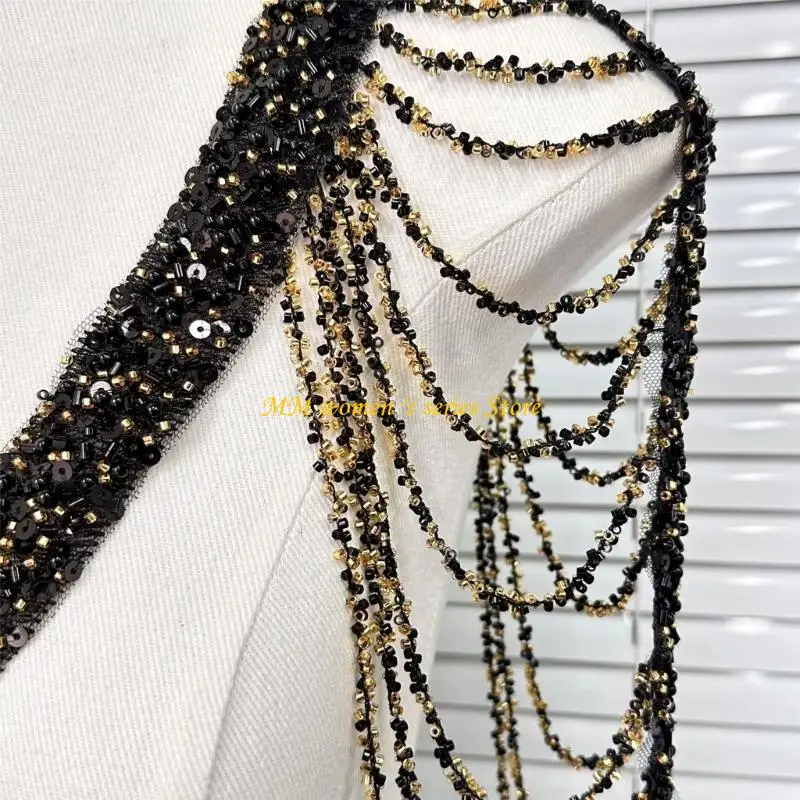 Q39Cエレガントなタッセルチェーン肩ファッショナブルな女性エポレットビーズパンクエポレットフェスティバルアクセサリー