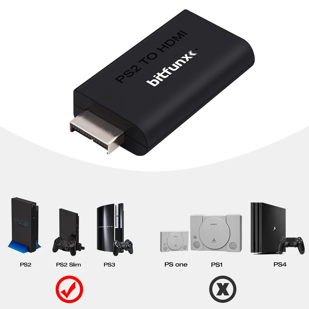 For PS2 to HDMI Converter Adapter 480i/480p/576i/576P/720P/1080i With 3.5mm Audio Cable Supports PC All PS2 Display Modes