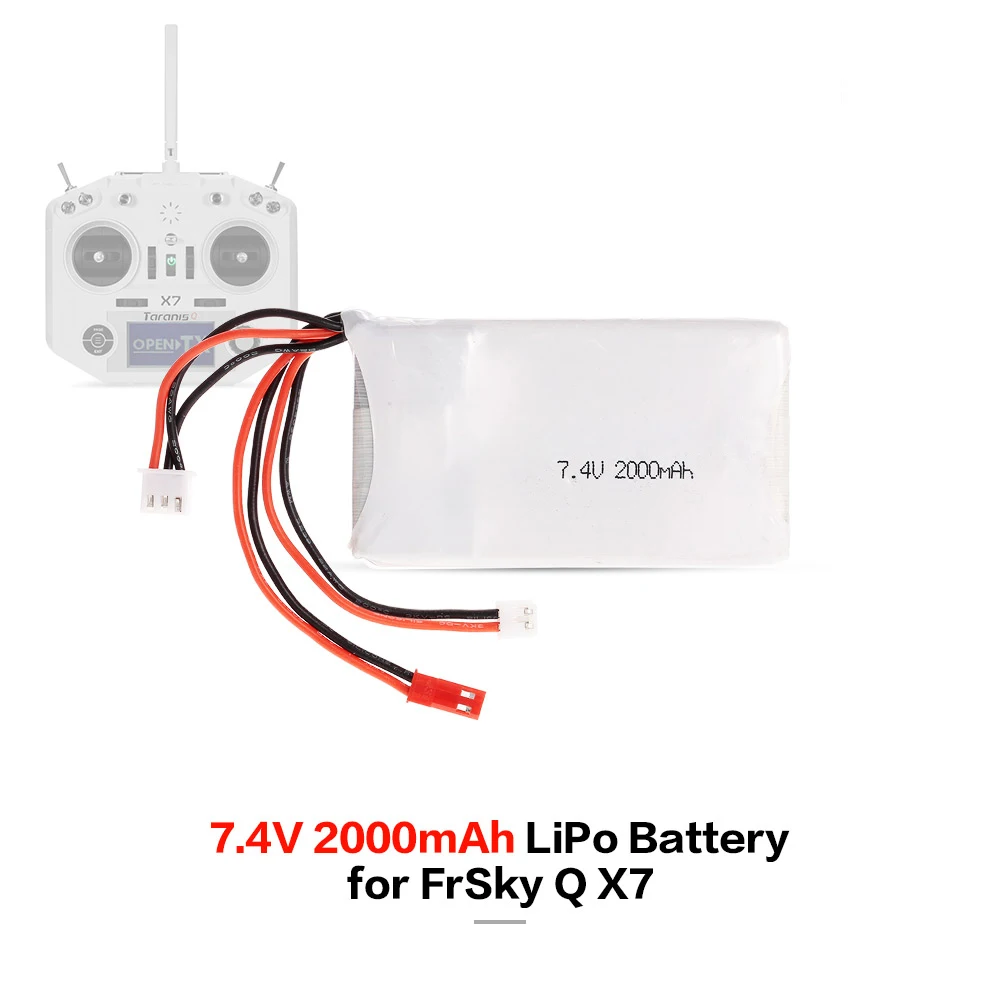 7.4V 2000mAh 8C Lipo Battery for FrSky TARANIS Q X7 2.4G ACCST 16CH Remote Controller RC Transmitter Quadcopter Parts