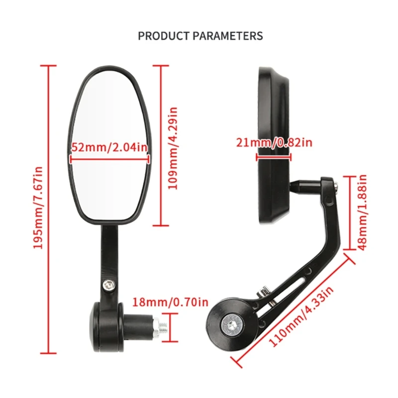 Cermin reflektor Universal, cermin reflektor Universal untuk ujung setang 7/8 "22mm kendaraan listrik, kaca spion sepeda motor, cermin titik buta