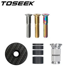 TOSEEK Bicycle Headset Carbon Top Cap 5mm 10mm 15mm 20mm Carbon Fork Washer Bike Stem Titanium Screws 1/8