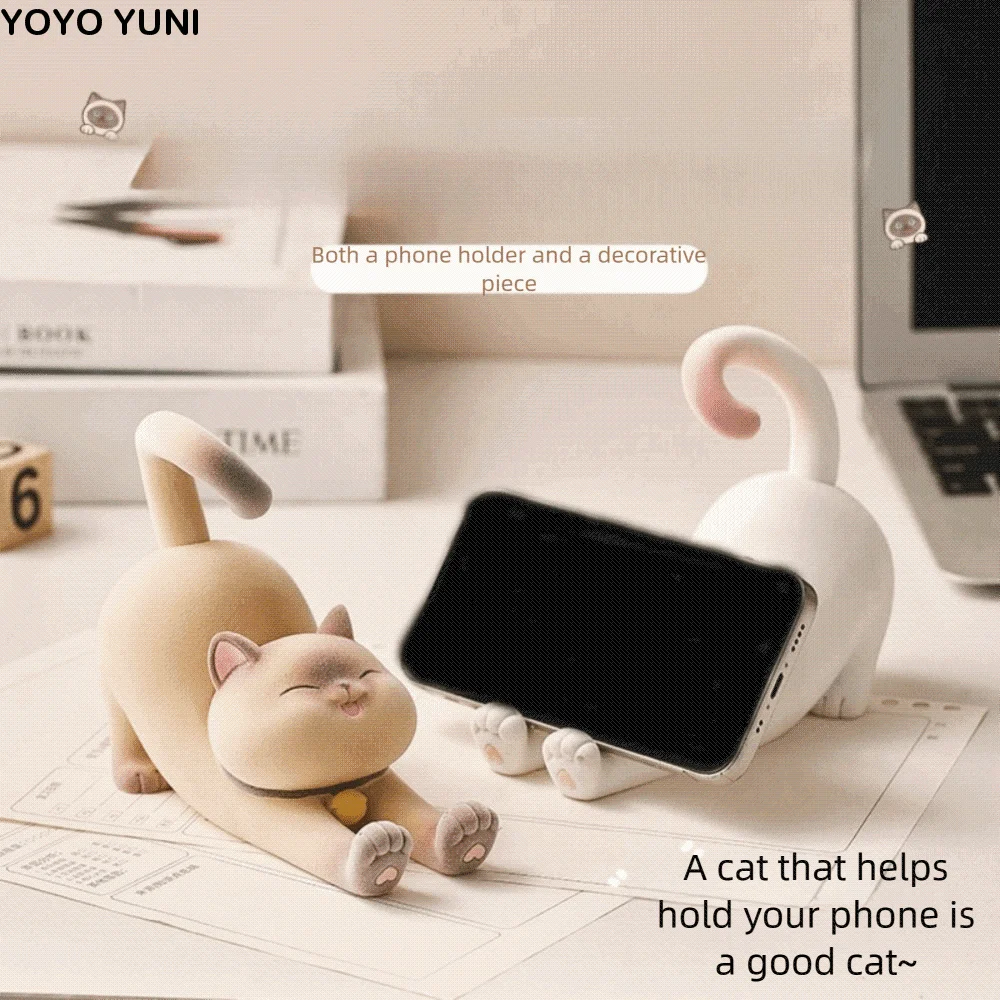 

Смоляная подставка для телефона с изображением кота, противоскользящая многофункциональная подставка для мобильного телефона с изображением кота, милый портативный стол с изображением кота, ленивый кронштейн, настольный планшетный телефон