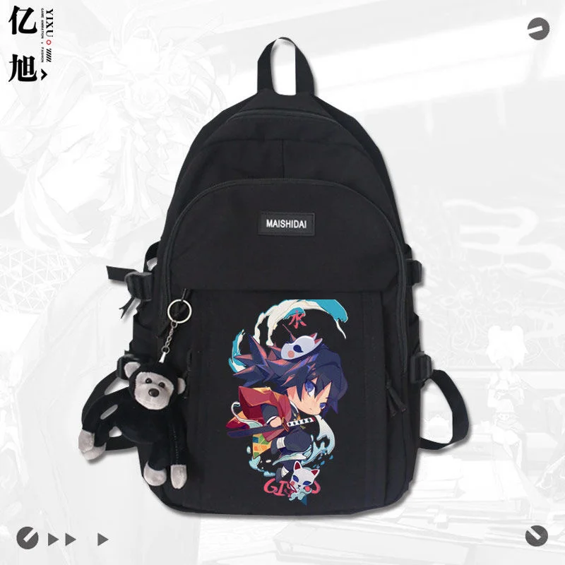 Demon Slayer Kyoujurou Giyuu Douma Backpack Teenarges Schoolbag Laptop Bag Children Boys Girls Fashion Travel Outdoor Bags+Toy