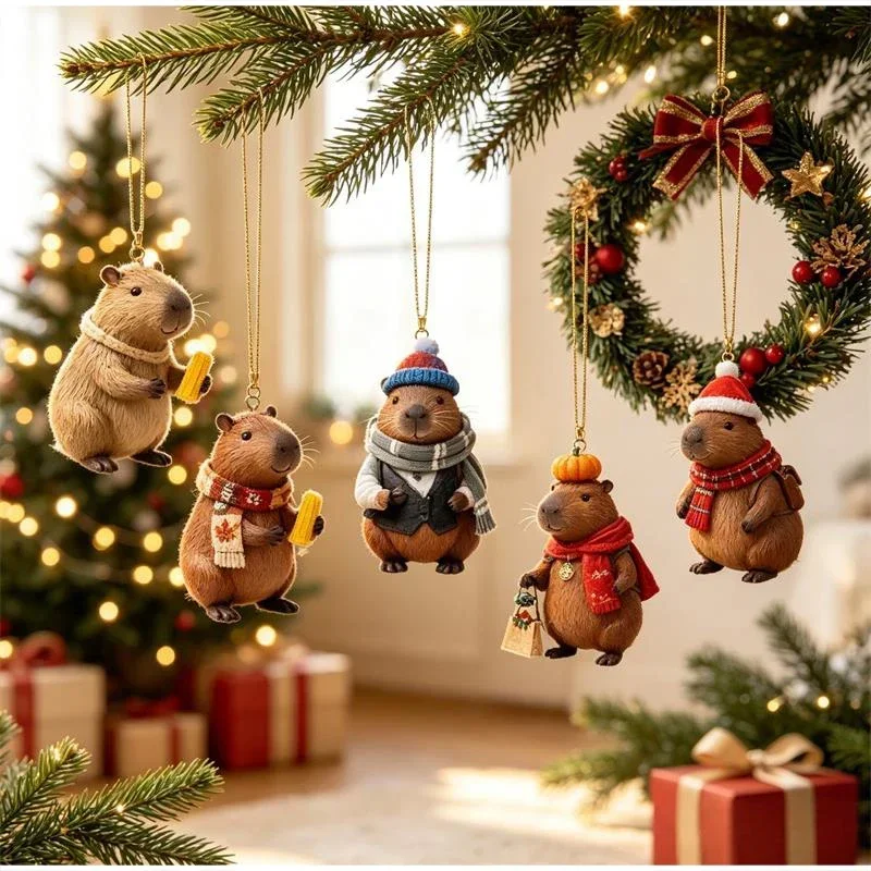 Acryl-Anhänger Weihnachtsbaumschmuck Weihnachtsdekoration Geschenk Capybara Weihnachts-Adventskalender 24-Tage-Countdown-Kalender 2D – Detail 5