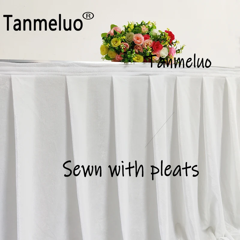 Table Skirt Velvet Rectangular Tablecloth Exhibition Table Skirting Wedding Dining Desk Decor Meeting Room Decoration