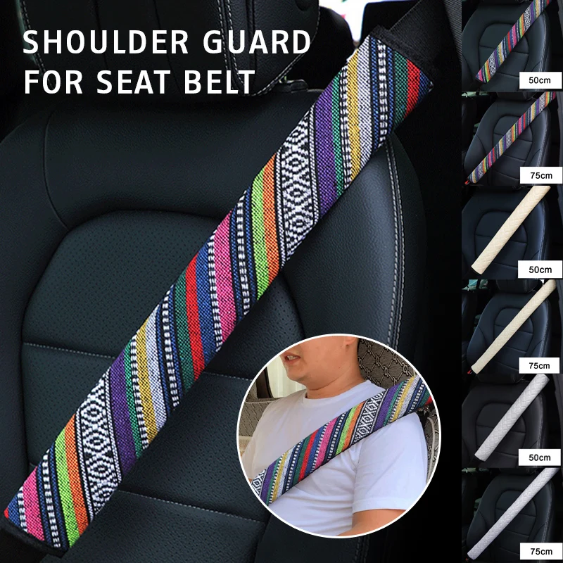 Car Seat Belt Cover Shoulder Pad Extended Breathable Linen Multicolour Bus Truck Extended Insurance Belt Covers Interior Access