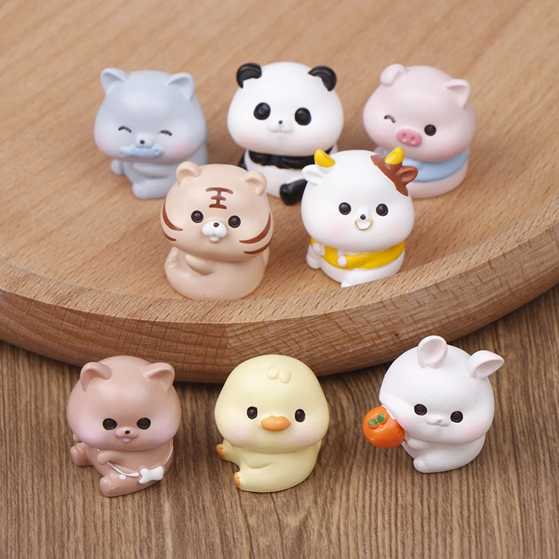 1PC DIY Accessories Gift Figurines Miniatures Cute Cat Tiger Panda Rabbit Animals Micro Landscape Ornaments For Home Decoration