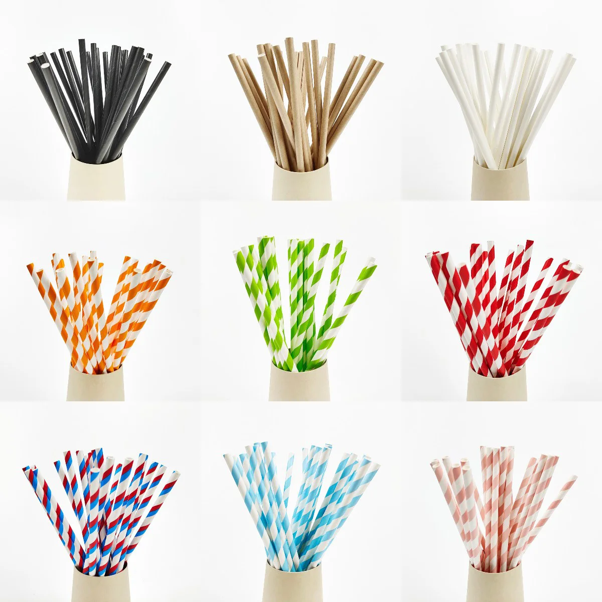 25Pcs Colorful Stripes Polka Dots Disposable Paper Straws Kraft Drinking Straws for Wedding Birthday Baby Shower Party Supplies