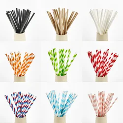 25Pcs Colorful Stripes Polka Dots Disposable Paper Straws Kraft Drinking Straws for Wedding Birthday Baby Shower Party Supplies