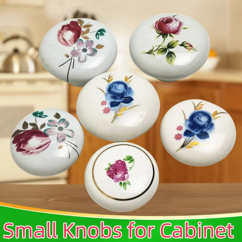 Flower Pull White Children Ceramic Single Round Wardrobe Kitchen Garden Door Handle Cabinet Cartoon Knob Hardware Fittings