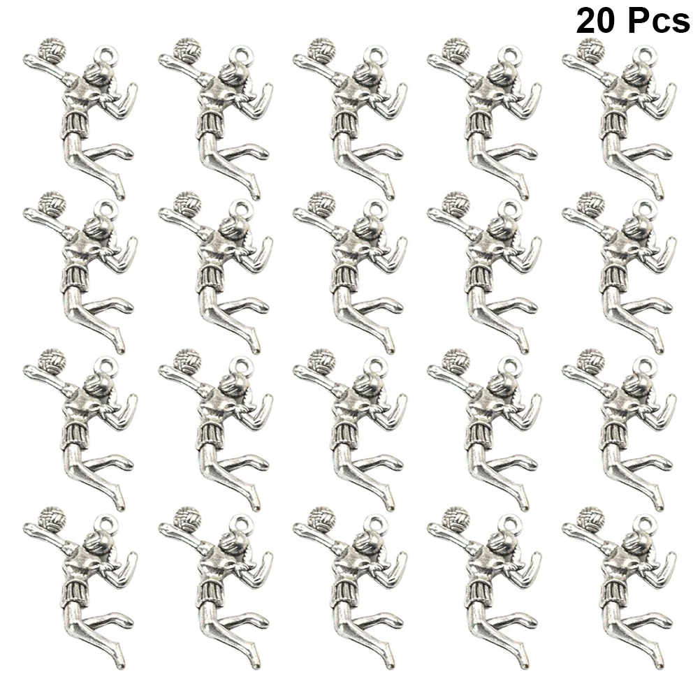 20pcs Alloy Volleyball Player Pendants Fashion DIY Charms Jewelry Making Accessory for Necklace Bracelet ( Silver)