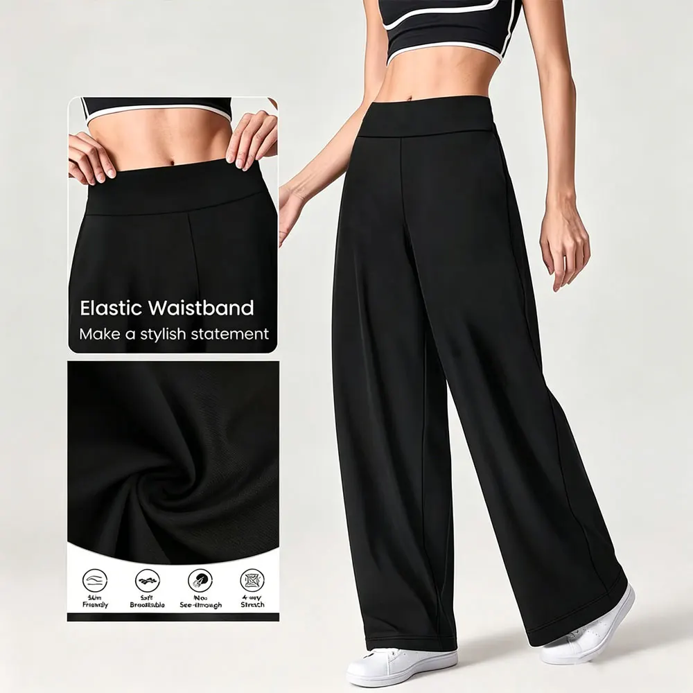 Neue Damen Pilates Straight Leg Yoga-Hose, Po-Lifting Slim Wide Leg Pants, Outdoor-Sport-Laufhose, Casual Fitness Leggings