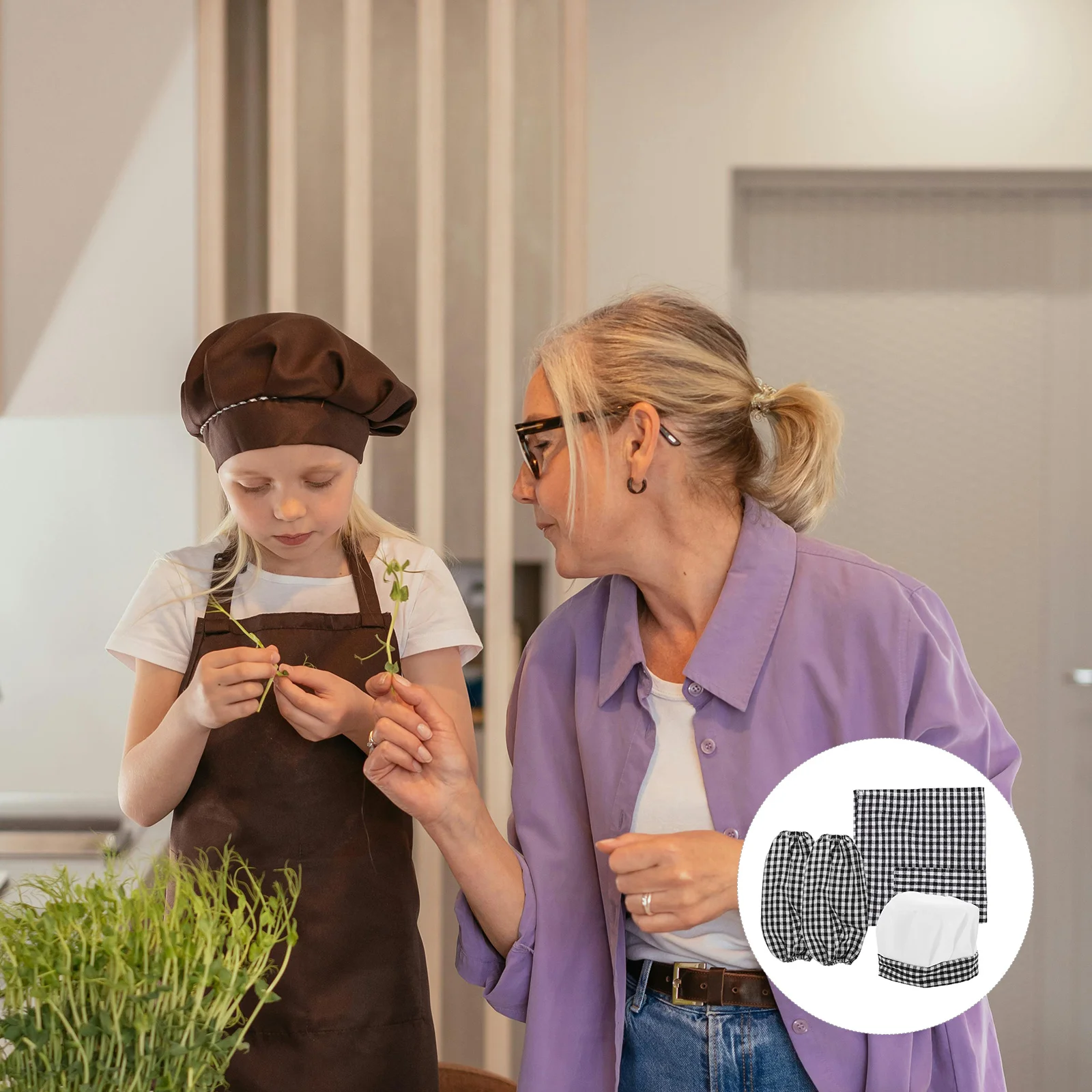 

Cosplay Set Children's Toddler Hat and Apron Boys Aprons Cooking Kids Polyester