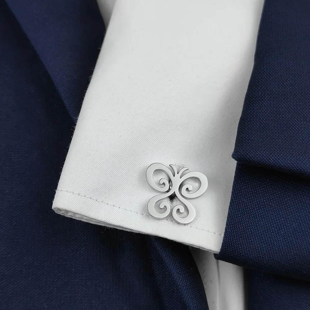 

Animal Series Flat Hollow Design Butterfly Cufflinks High Quality Stainless Steel Material Men's Jewelry Accessories