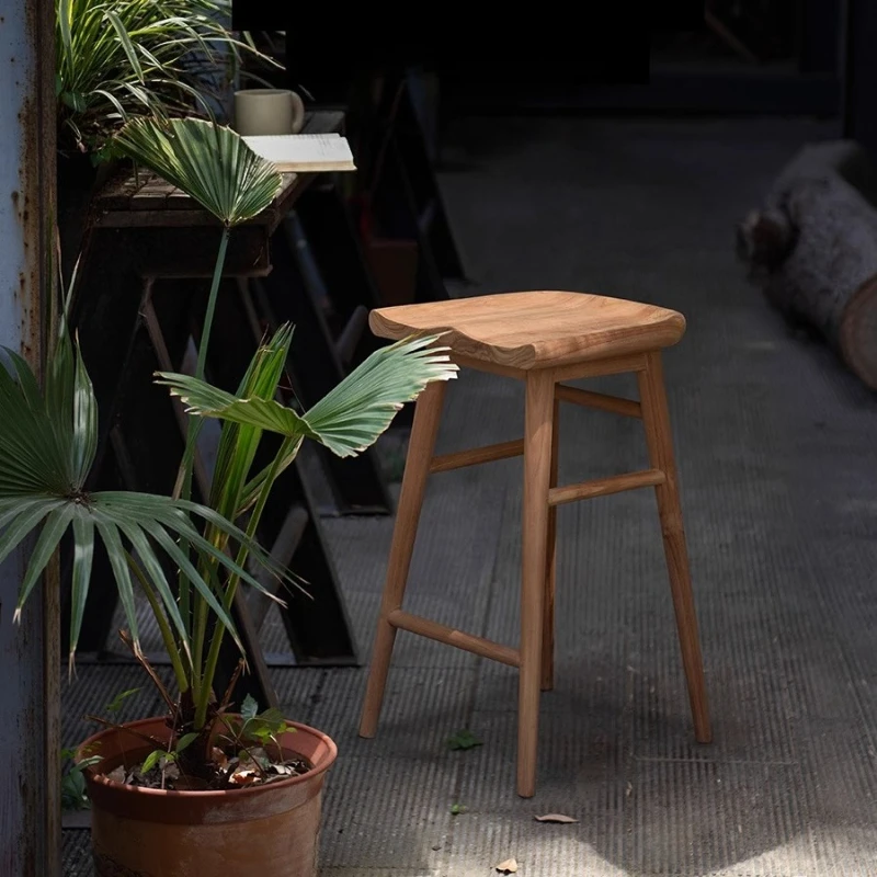 

Imported solid wood outdoor high stool Home bar stool B & B hotel coffee shop Island table dining stool