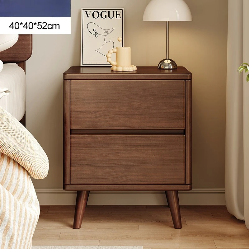 Bedside table Small walnut color household bedside storage storage cabinet Simple bedroom storage cabinet Modern simplicity