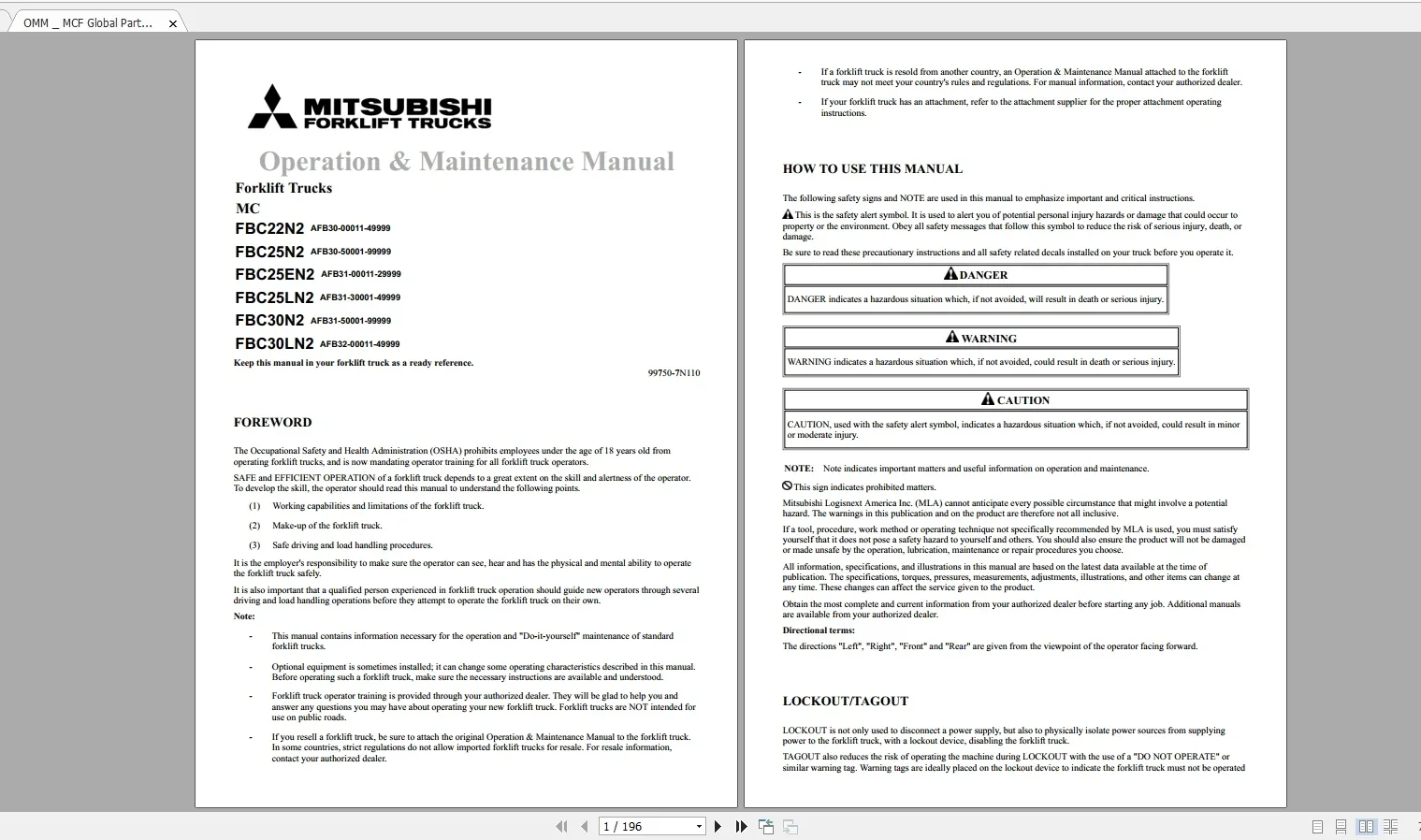 AutoEPC for Mitsubishi Forklift 12.7GB 06.2021 Schematic, Wiring Diagrams, Service, Operation & Maintenance Manuals [MCFA]