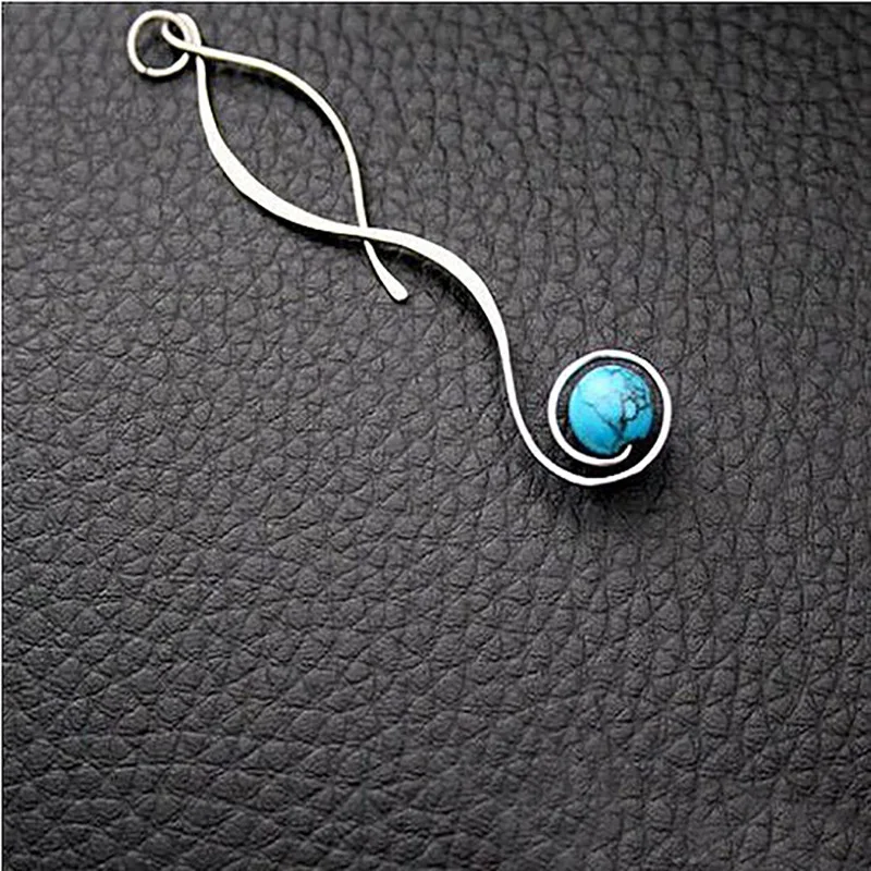 Simple Retro Turquoise Long Earrings For Women Fashion Trend Earrings Girls Wear Jewelry Everyday