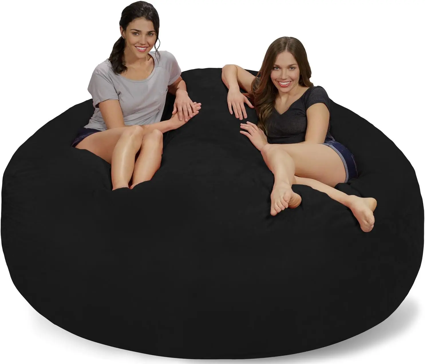 Bean Bag Chair: Giant 7' Memory Foam Furniture - Big Sofa with Soft Micro Fiber Cover - Black Micro Suede