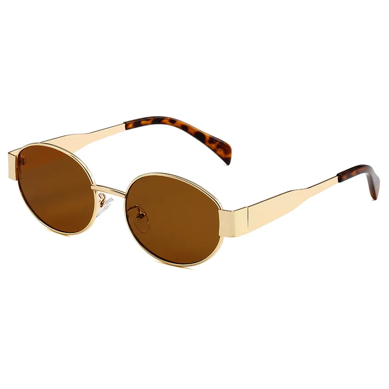 

2024 New Oval Sunglasses Small round Metal Faionable Women's Sunglasses ex round Face Suitable for All Face apes