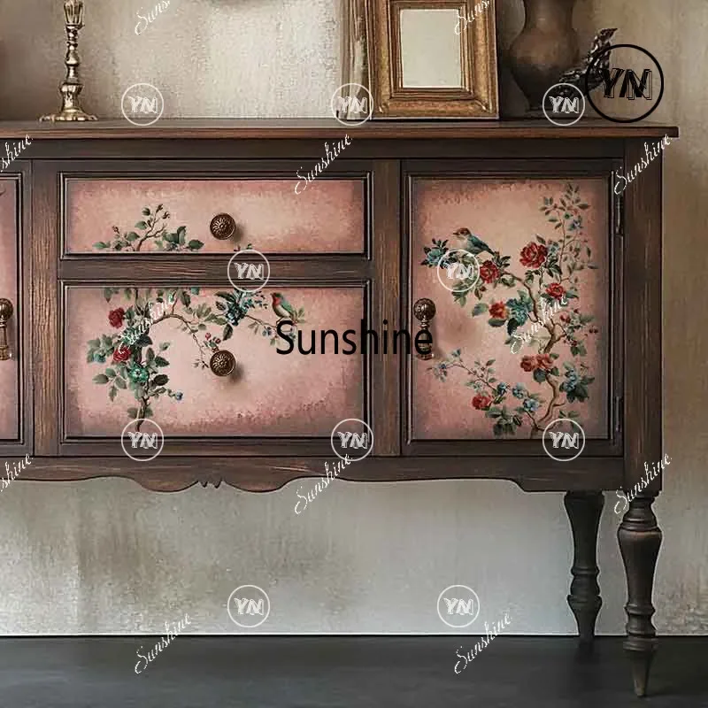 

Wabi sand wind display cabinet French retro bedroom living room decorative cabinet