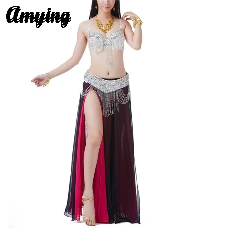 Women Belly Dance Costumes Belly Dance High-end Stage Performance Costume Set Ladies Dance Practice Clothes Bra+Blet+Skirt Set