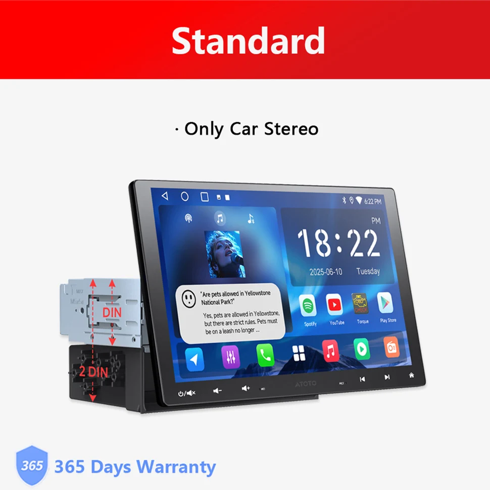 10 inch Android autoradio single 1 DIN intrekbaar scherm Apple CarPlay Android Auto 1DIN autoradio Bluetooth speler head unit