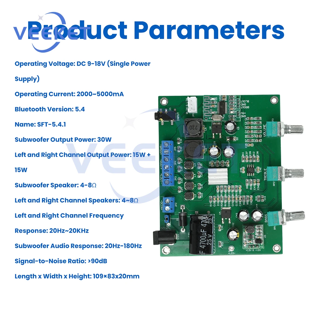 لوحة مضخم الصوت الرقمي بلوتوث 5.4 عالية الطاقة 2*15 واط + 30 واط وحدة مضخم الصوت لتضخيم الطاقة الصوتي #6