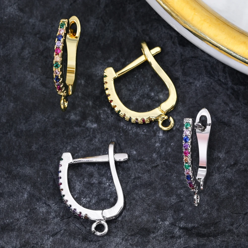 Juya 18K Gold versilbert kreative Cz Bail antiallergene Ohrhakenverschlüsse Damen Ohrringe Herstellung Hakenbefestigungen Zubehör – Detail 3