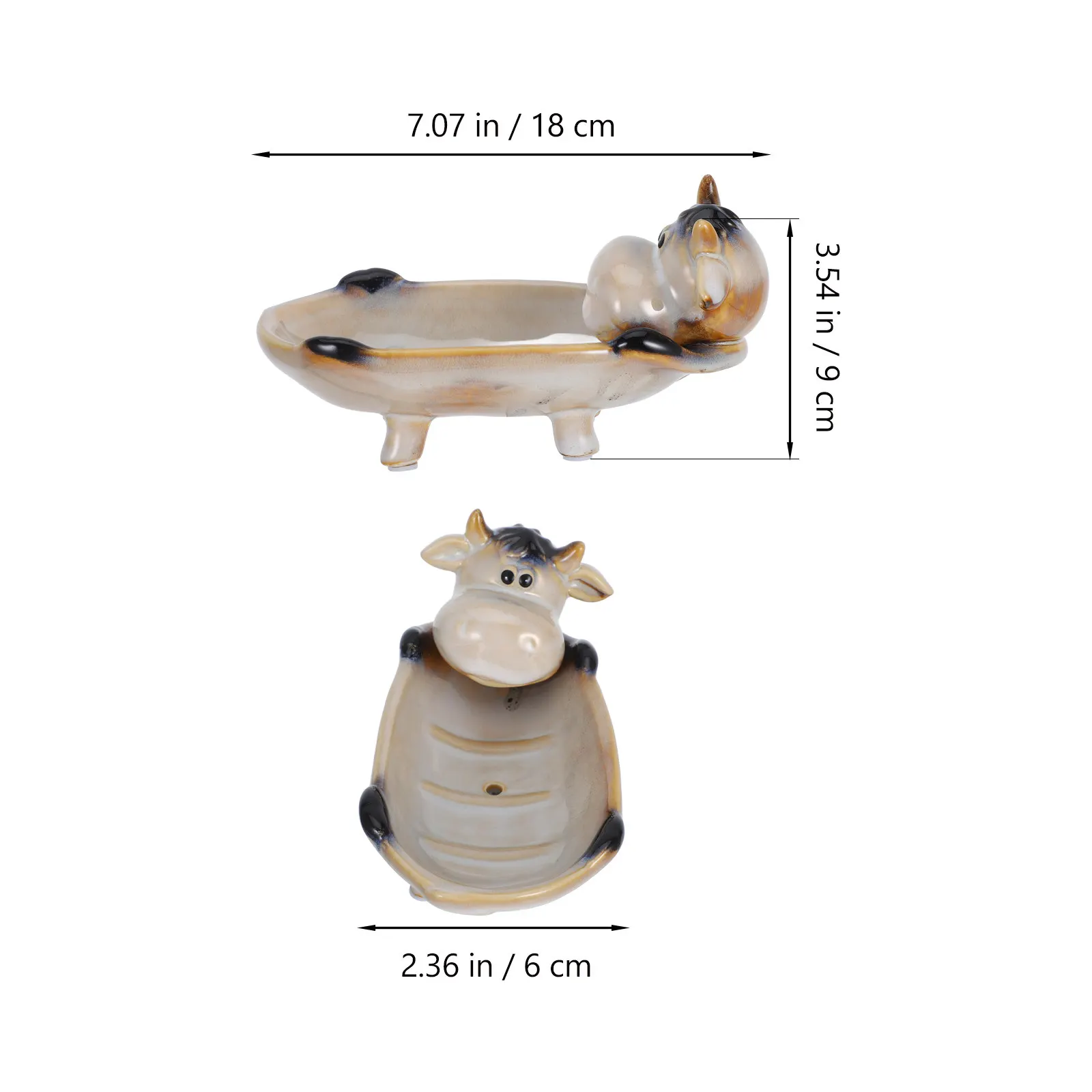 Lovely Animal Design Ceramic Soap Dish Drain Tray for Bathroom Kitchen Soap Storage Holder Keeps Items Organized Dry Clean