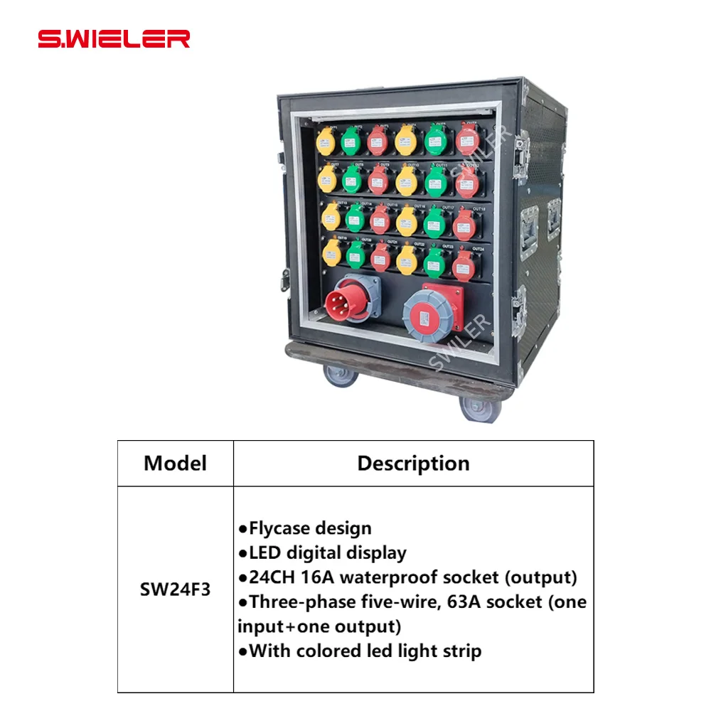 Power Distribution Box 3-phase with Wheel Stage Dj Light 16/32/200A Power Distributor 12 Way Distro 16/24/32/48 Channel Cabinet