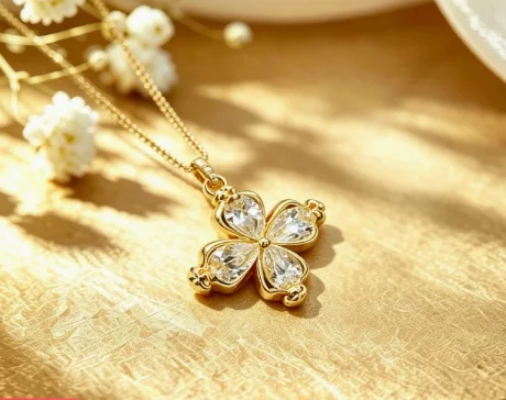 18k real gold moissanite pendants for women karat gold flower  pendant au750 jewelry