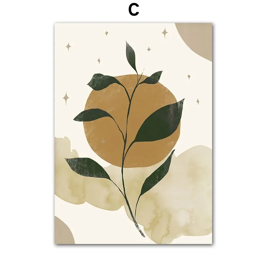 2026 Leaves Sun Moon Geometry Abstract Boho Gallery Wall Art Canvas Painting Posters And Prints Wall Pictures For Living Room De