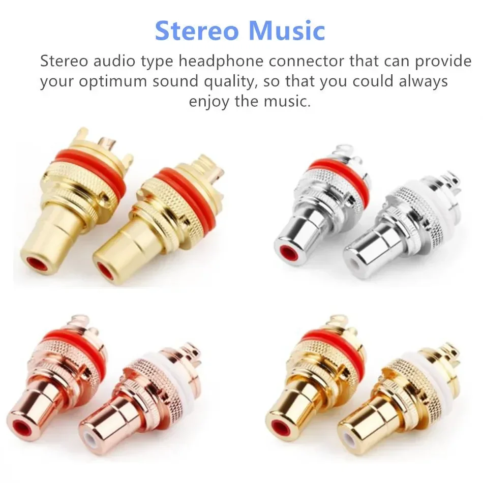 RCA Connector Female Socket Chassis Speaker Connectors Bright Dumb Rhodium Plated Copper 32mm HiFi White Red Audio Jack