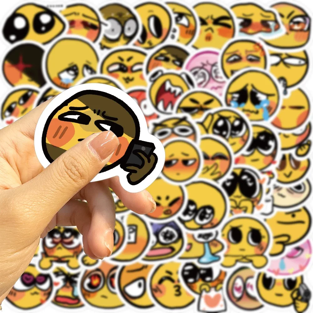 50 buah stiker lucu wajah tersenyum kartun lucu stiker lucu laptop DIY botol air ponsel stiker dekoratif sempurna untuk mainan anak-anak