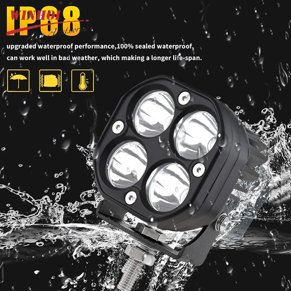 LED Pods luzes de trabalho Bar, projectores auxiliares para carro, caminhão, ATV, motocicleta, trator, offroad, 4x4, nevoeiro lâmpada, 3 ", 12-24V