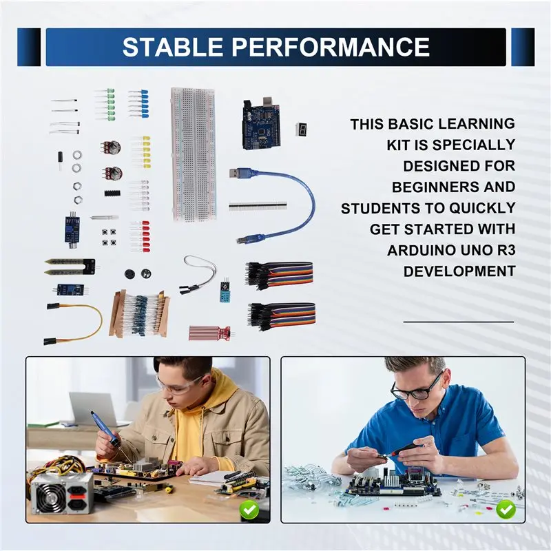 【gadget-numErique】kit-de-demarrage-pour-arduino-pour-uno-r3-kit-d'apprentissage-rfid-avec-breadboard-composants-de-base