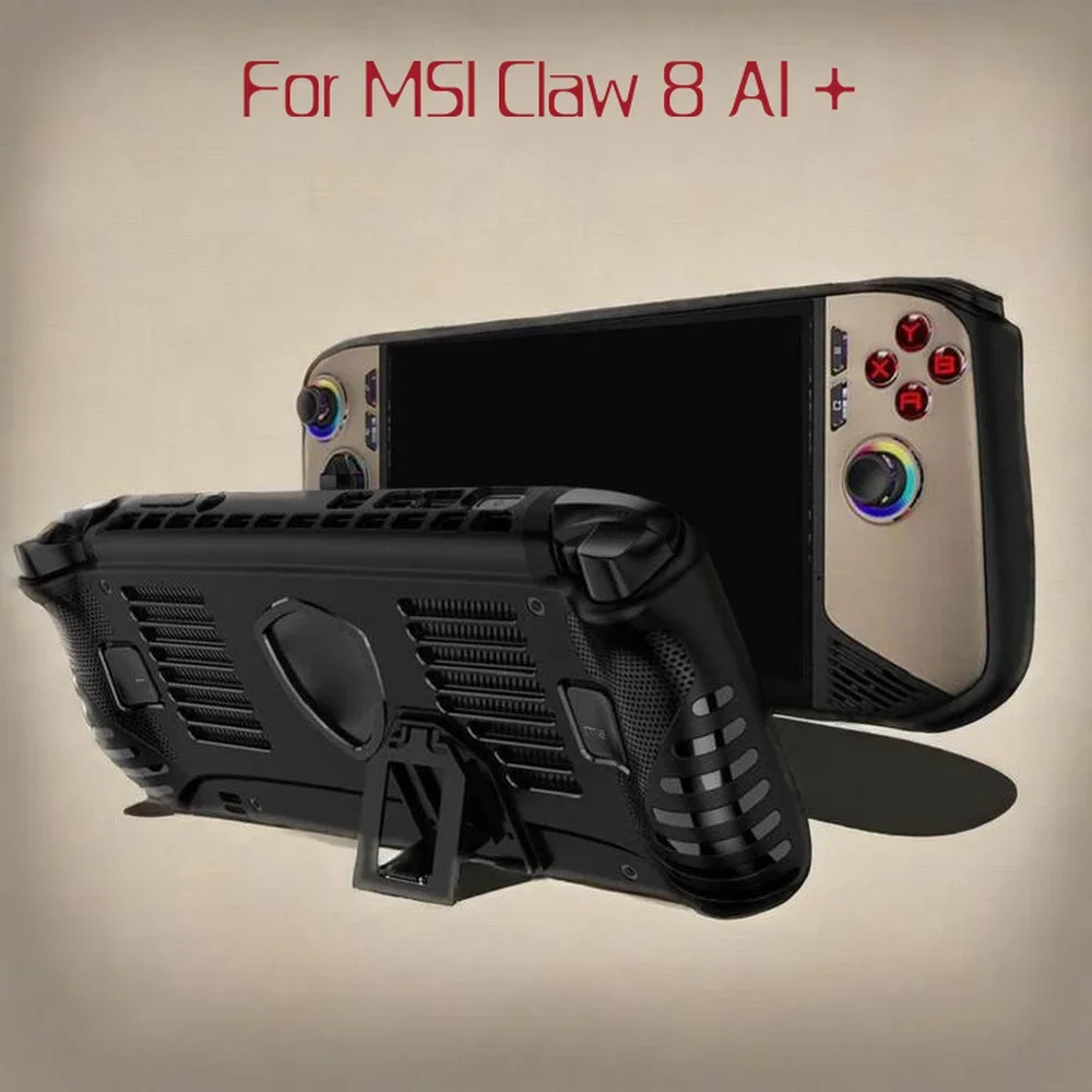 

For MSI Claw 8 AI+TPU Shockproof Case with Kickstand Anti-Slip Ergonomic Protective Cover Durable Lightweight Game Console Shell